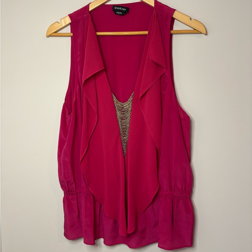 Bebe Fuchsia Sleeveless Blouse